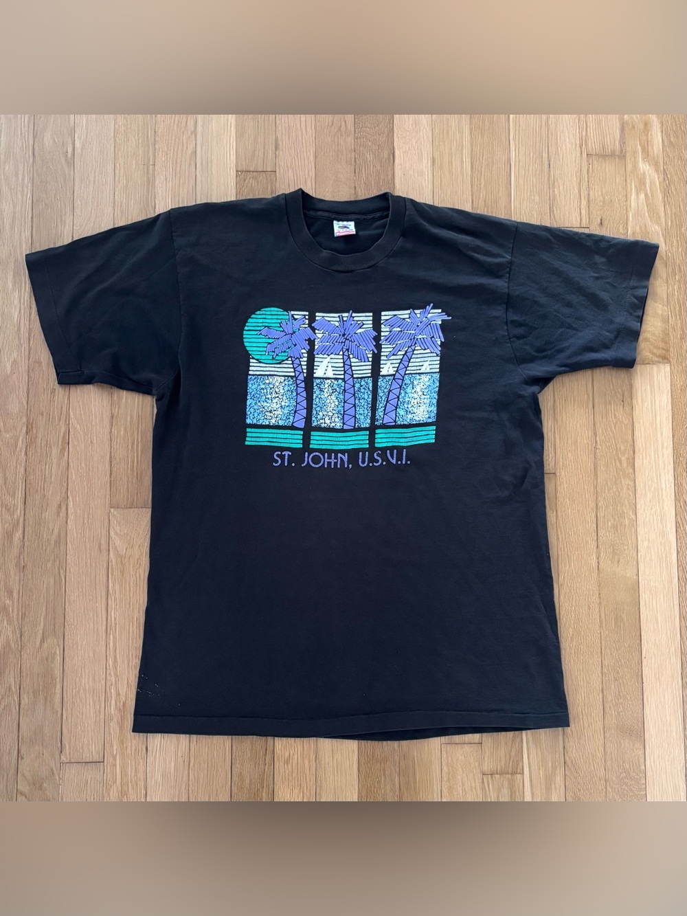Vintage 90s Fruit of the Loom Shirt XL St John USVI Single Stitch Made In USA